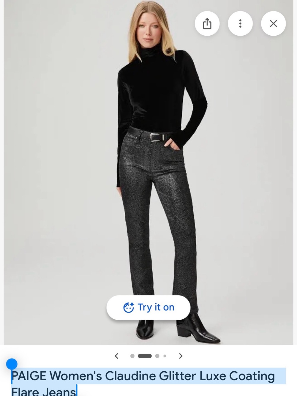 PAIGE Women's Claudine Glitter Luxe Coating Flare Jeans - Picture 3 of 5